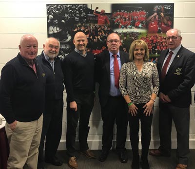 Mick Goggins, Johnny King, Seamus Kyne, Vivienne Lee with Munster Rugby President and Treasurer