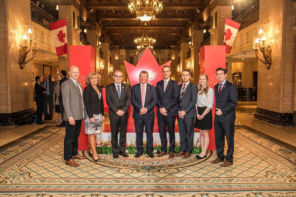 Seamus Kyne and Vivienne Lee (Sportlomo) with Minister Canney, Rugby Canada, Ireland Canadian Ambassador and Enterprise Ireland.