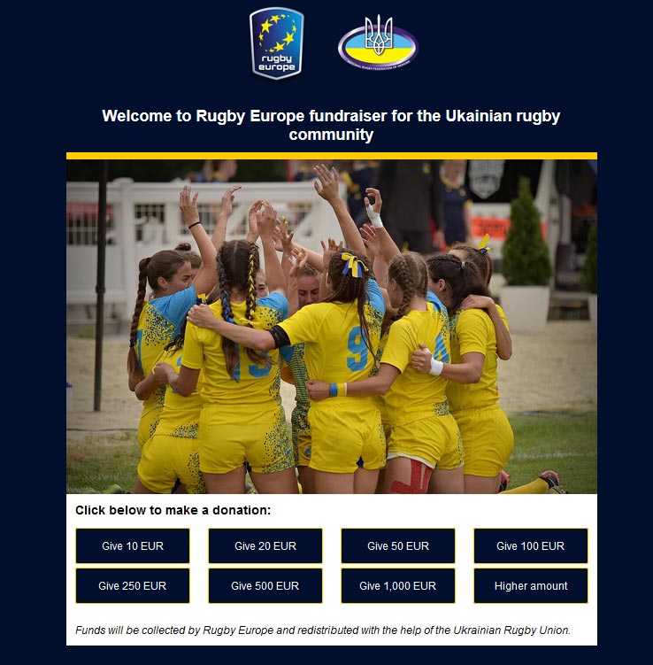 Rugby Europe open fundraiser for Ukraine