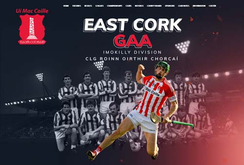 East Cork GAA homepage East Cork GAA new website homepage masthead