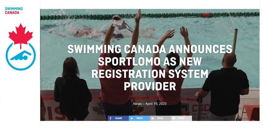 SportLoMo Partners With Swimming Canada As Its New Registration System Provider