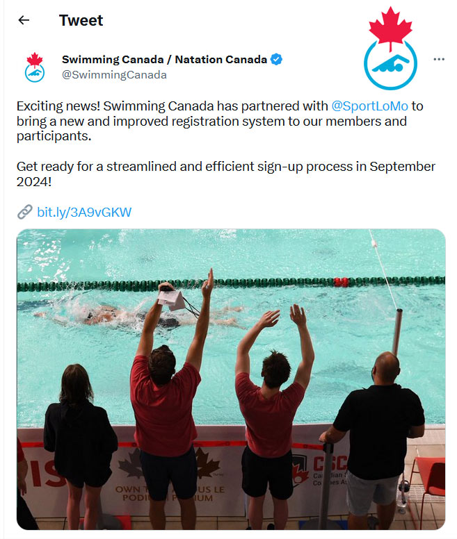 Swimming Canada announce partnership with SportLoMo
