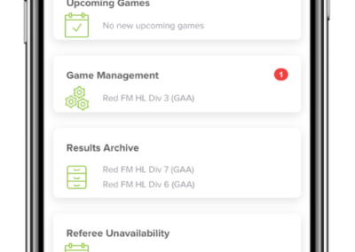 View Assignments, upcoming games, realtime results. Input referee availability