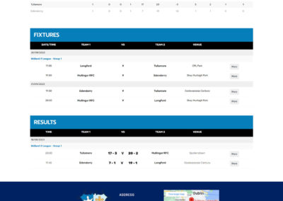 Live API feed of Results, Fixtures and Tables to Club Website