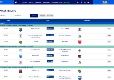 Latest results API feed to Waterford GAA website