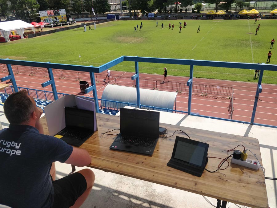 Rugby Europe get ready for a match to start. Eoin Carney out of shot