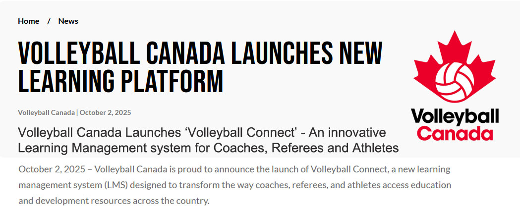 Volleyball Canada launches ‘Volleyball Connect’ Learning Management System —powered by SportLoMo